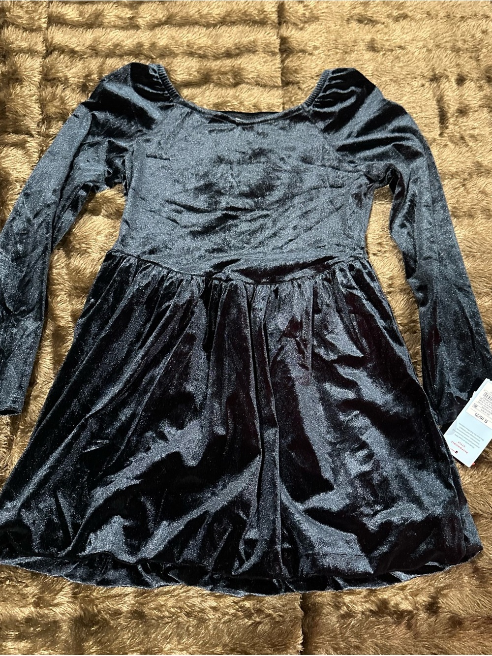 Girls' Black Velvet Long-Sleeve Dress girls 6-7y